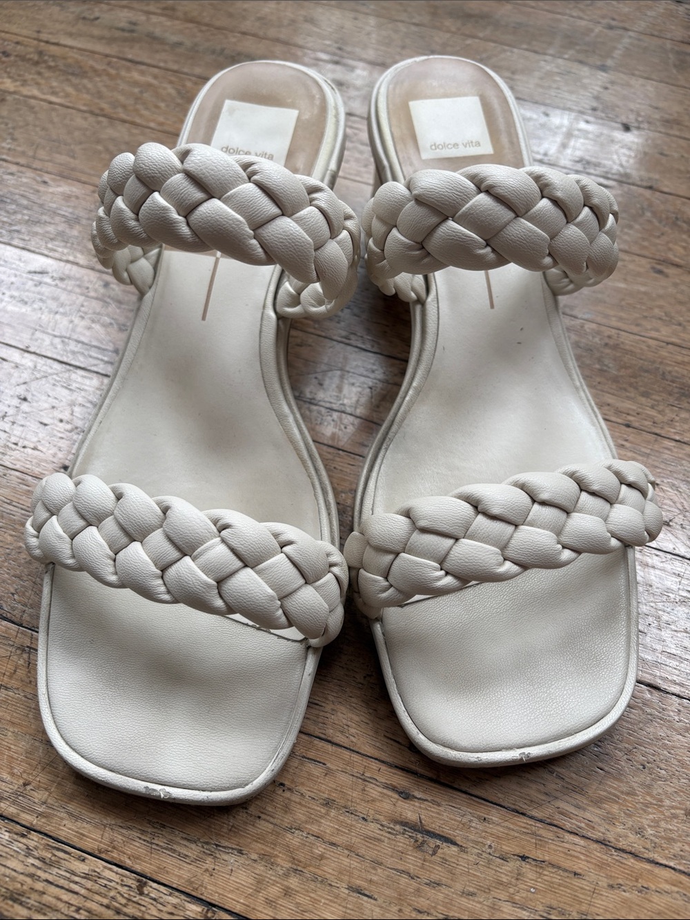 Dolce Vita Braided Double-Strap Slide Sandals in Ivory White size 13M